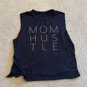 Mom Hustle Black Tank Slightly Cropped {Size M}